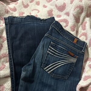 7 For All Mankind Dark Blue Straight Leg Jeans